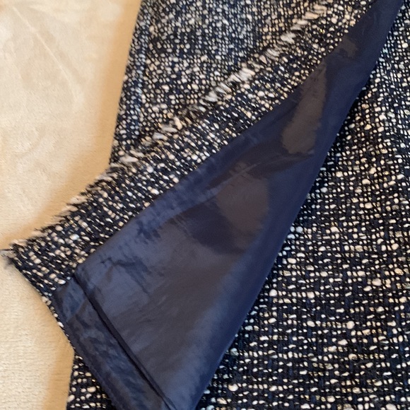 JCrew midi length navy wool skirt with slight metallic thread woven through it. - Picture 2 of 5